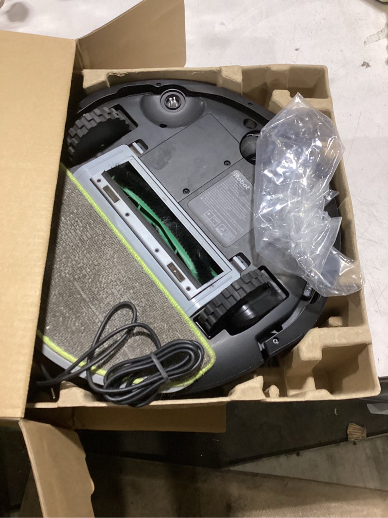 Condition photo showing As Is for irobot roomba 105 combo robot vacuum & mop - easy to use, intense power-lifting suction, lidar navigation, multiple cleaning modes, avoids mopping carpets, self-charging black