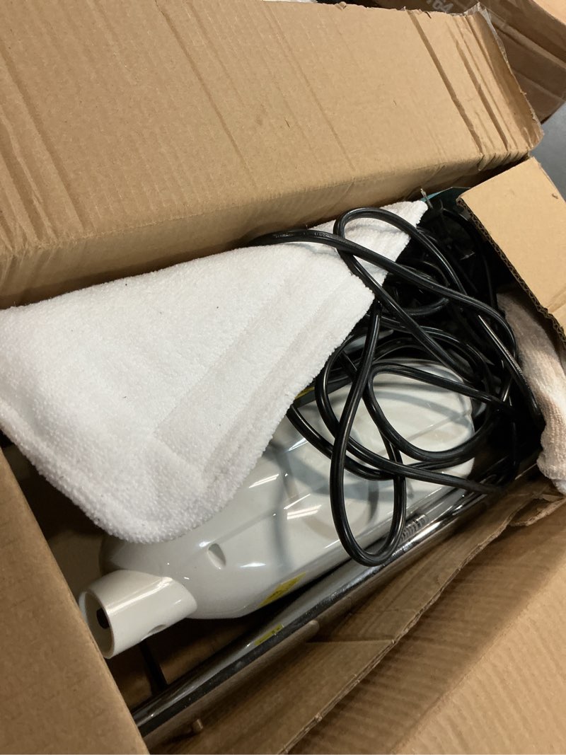 Condition photo showing As Is for secura steam mop 10-in-1 convenient detachable steam cleaner, white multifunctional cleaning machine floor steamer with 3 microfiber mop pads