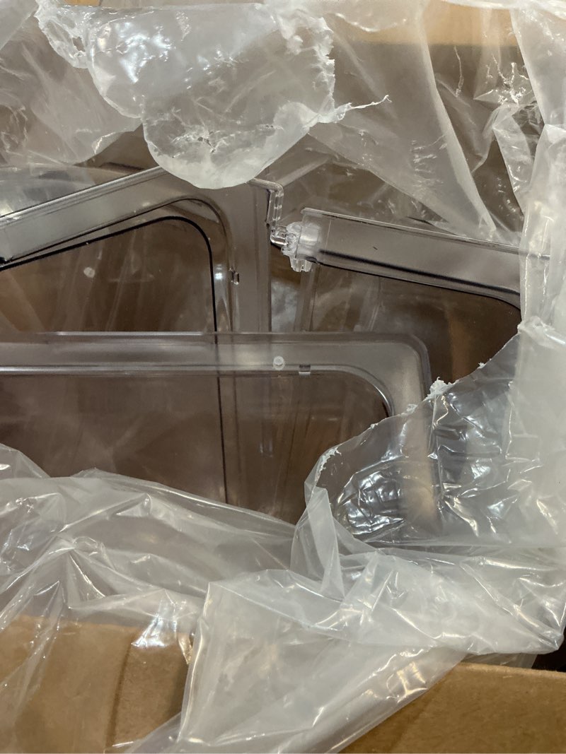 Condition photo showing As Is for Half Size Chafing Dish Covers, 6 Pcs Clear Buffet Pan Cover, Roll Top Food Pan Cover, Buffet Dishes Covers for Isolate Dust & Other Dirt, for Fast Food Restaurant, Hotel, Family Gathering Half Size (6Pcs)