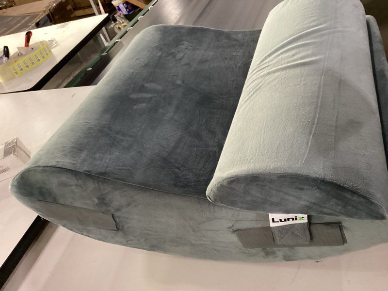 Condition photo showing As Is for lunix lx5 4pcs orthopedic bed wedge pillow set with washable cover, after surgery memory foam support, oeko-tex certified, comfort for sleep and recovery, with hot/cold pack & vacuum bags, stone navy