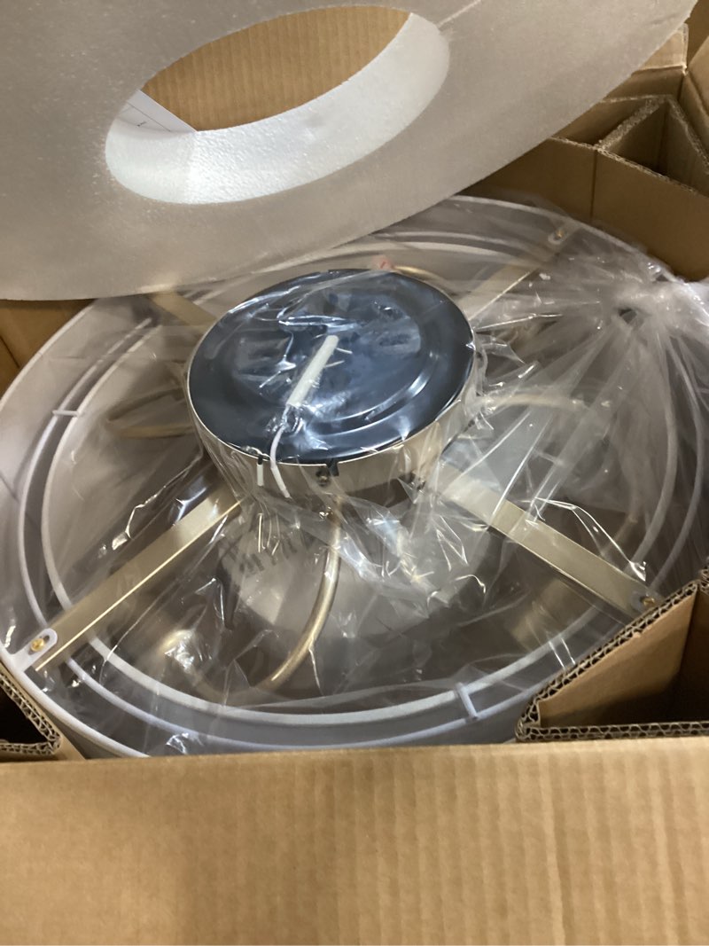 Condition photo showing Good Condition for Flush Mount Ceiling Fan with Lights, 20" Low Profile Boho Ceiling Fan with Light Remote Control, Caged with 6 Speeds for Bedroom, Nursery, Living Room White