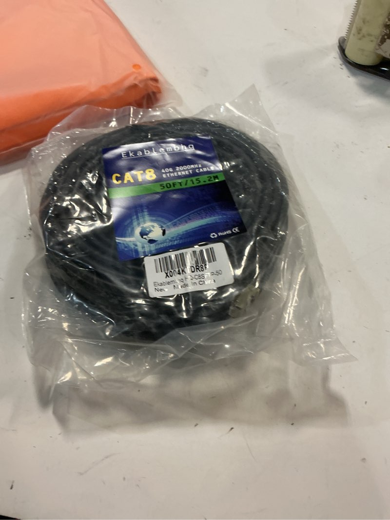 Condition photo showing New/Like New for Cat 8 Ethernet Cable Compatible with Cat7, 50 FT 40Gbps 2000Mhz, S/FTP Shielded 26AWG with Gold Connectors for Long Distance Internet/Server/POE Cat8-50ft