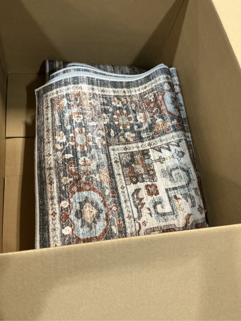 Condition photo showing Good Condition for roxstand 8x10 area rugs for living room, vintage washable rug with non-slip backing, stain resistant large area rug for dining room, soft rugs for bedroom (grey/brown/tan, 8'x10')