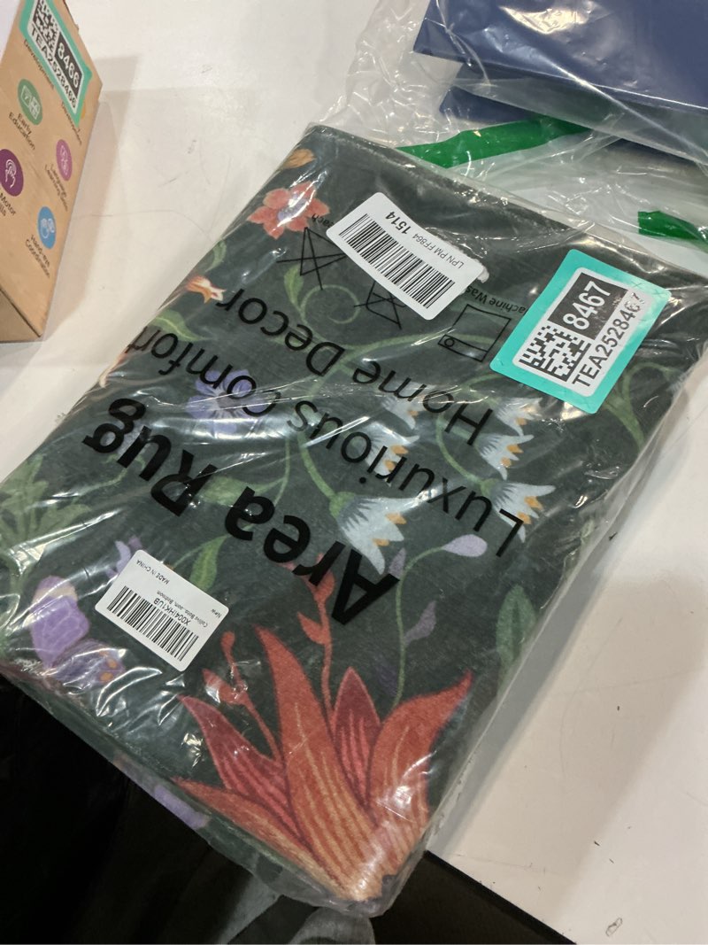 Condition photo showing New/Like New for Collive Green Washable Runner Rug, Spring Boho Floral Kitchen Runners Rug for Hallways 2x8, Non Slip Low Pile Entryway Carpet Soft Vintage Bathroom Mats for Bedroom, Laundry Room, Indoor Decor Dark Green 2' x 8' (Rectangular)