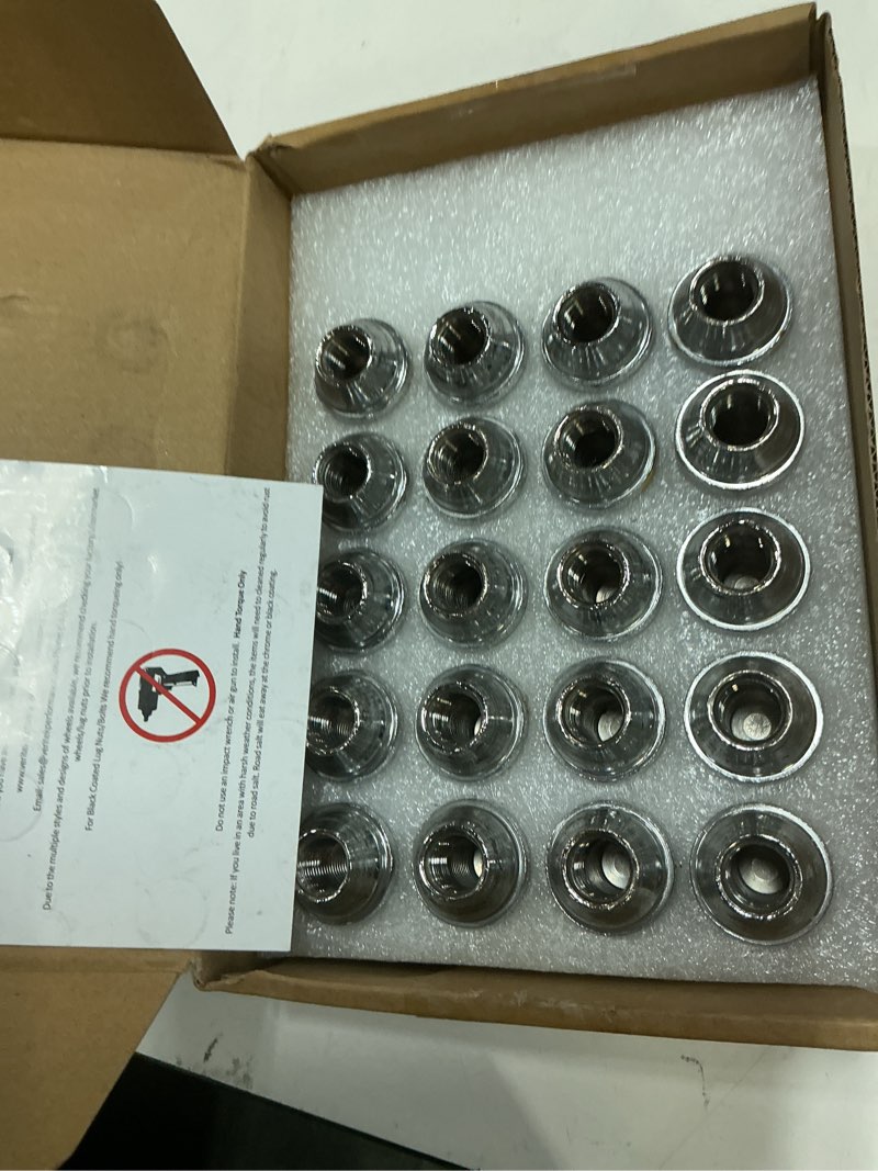 Condition photo showing Good Condition for set of 20 veritek 14x1.5mm chrome 7/8 22mm hex duplex large wide acorn seat oem style 1.5 inch 38.5mm lug nuts for buick cadillac chevy chevrolet chrysler dodge jeep ram factory wheels vpe-14155330ch