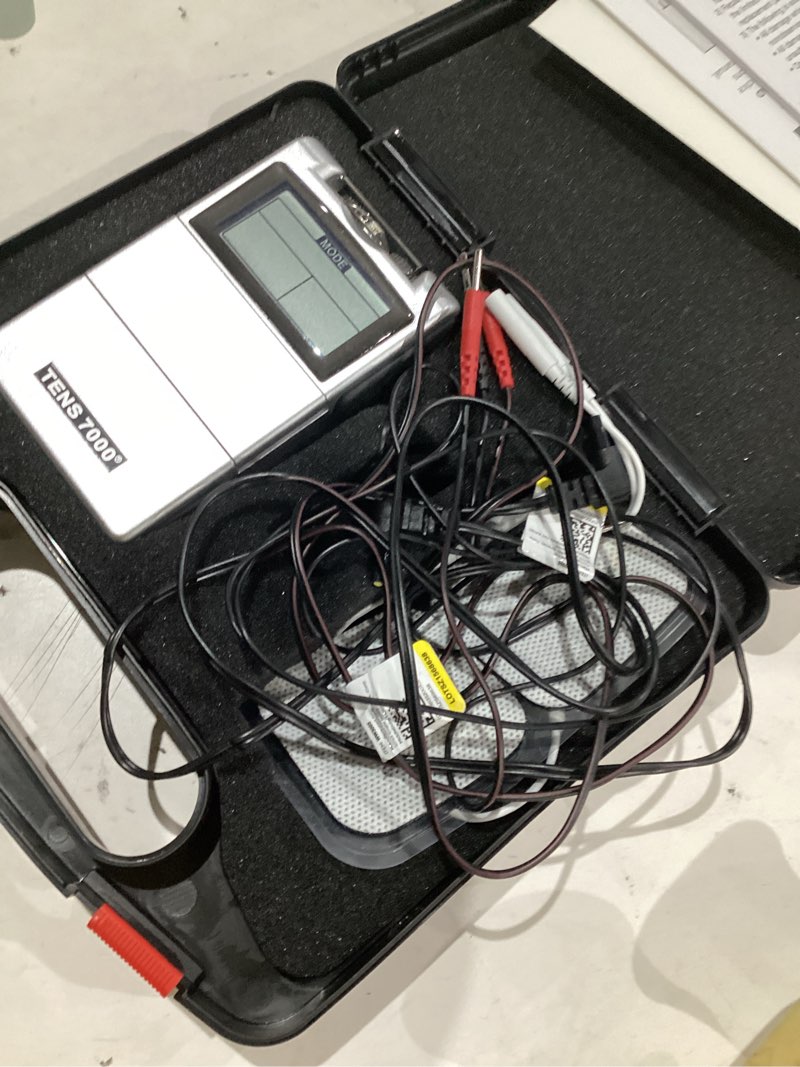 Condition photo showing As Is for tens 7000 digital tens unit with accessories - muscle stimulator machine for back pain relief, sciatica, neck, nerve, shoulder, hip, elbow, muscle pain relief