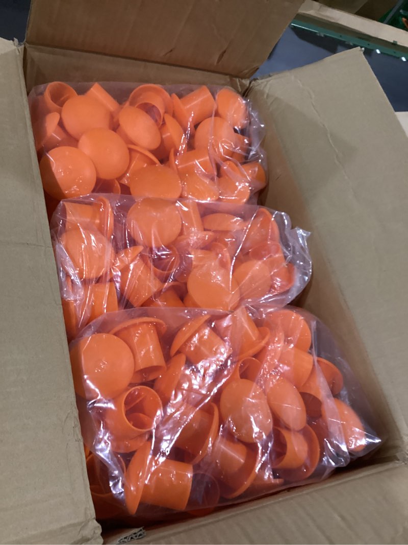 Condition photo showing As Is for egv mushroom rebar end caps,rebar safety cap for concrete stakes #3-#9, 3/8-1.18 inch,10mm-30mm-orange (250pcs)