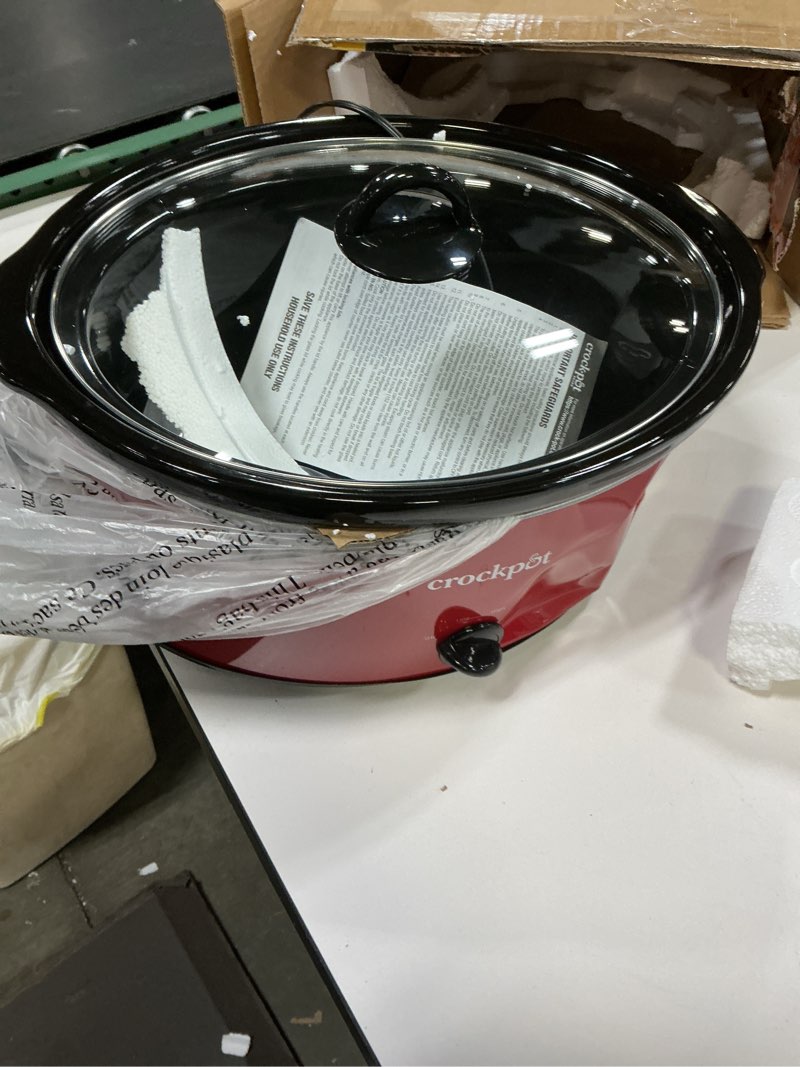 Condition photo showing As Is for Crock-pot Express Crock Slow Cooker 8 quart Red