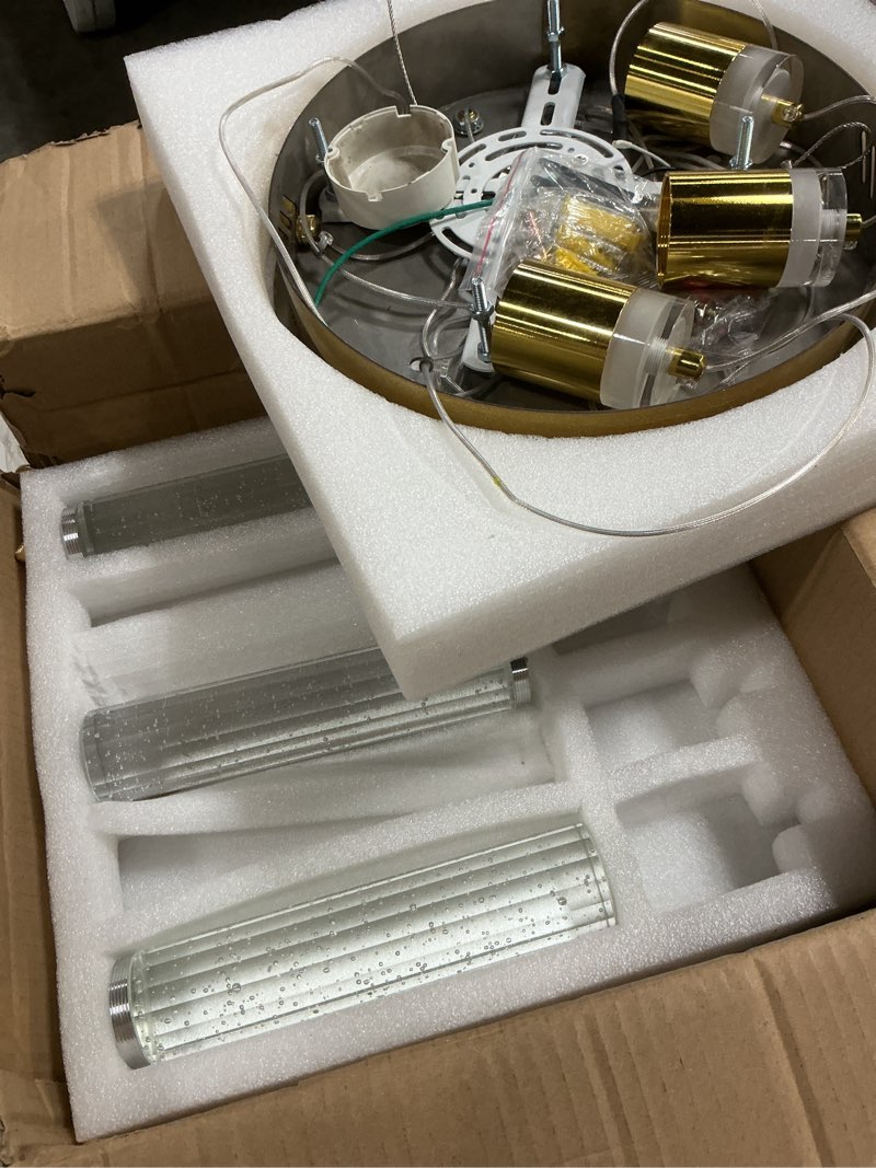 Condition photo showing Good Condition for dimmable 3-light pendant lights kitchen island crystal hanging light modern ceiling light for dinning room living room 24w gold 3-lights gold