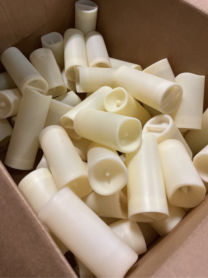 Condition photo showing As Is for 48- Pack of 3 Sizes of LED Flameless Candles.This Candle is Suitable for café, Fancy Restaurant, Bookstore and Other Scenes to Create a Relaxing and Romantic Atmosphere. 4Ivory-48Pack