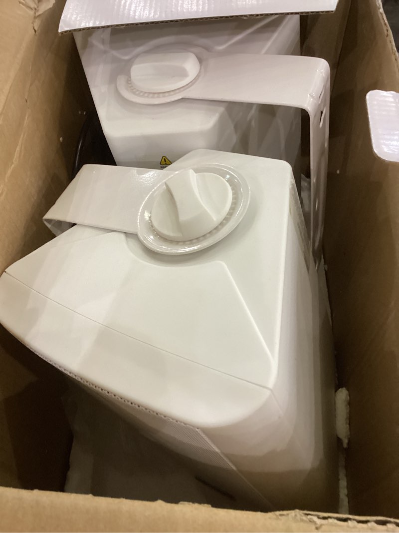 Condition photo showing As Is for Pyle Wall Mount Bluetooth Home Speaker System - Active + Passive Pair, Wireless, Water-resistant, Stereo Sound, AUX IN (White) Pearl 5.25"