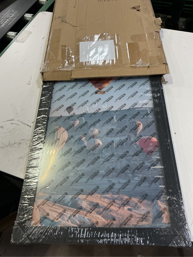 Condition photo showing New/Like New for Picture Frame Black for Tabletop, 13.5 x 40 Square Photo Frame with Shatter Resistant Plexiglass, Sturdy Poster Frame, Black Black 13.5x40inch