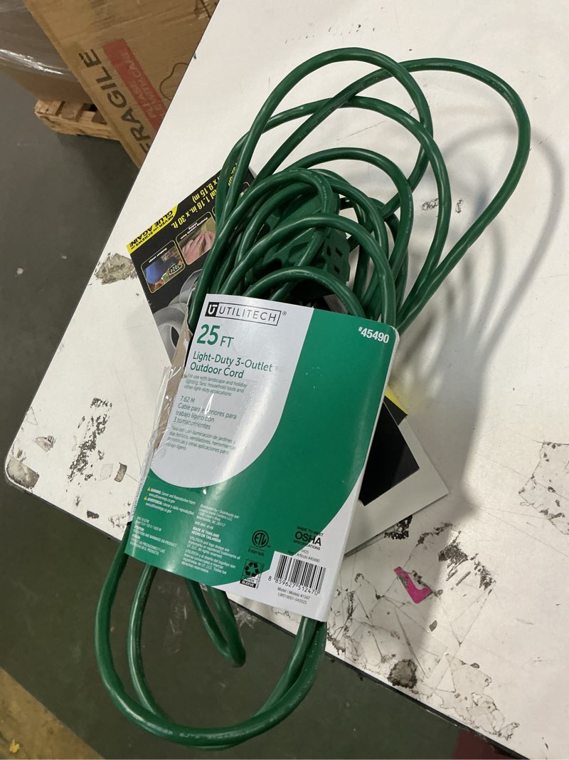 Condition photo showing Good Condition for BN-LINK 25Ft Outdoor Extension Cord with 3 Outlets, 2-Pack, 16/3 SJTW, 13-Amp Power Cord for Lighting, Landscaping & Holiday Decorations, Grounded, ETL Listed green 25ft 2PACK