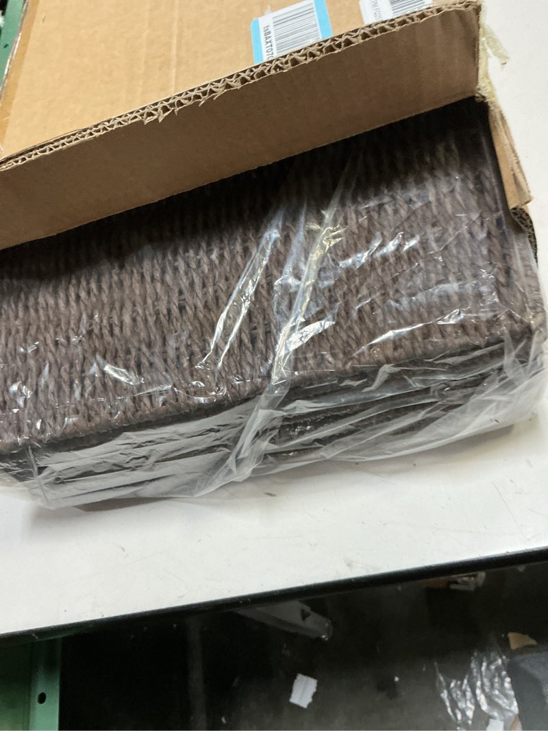 Condition photo showing Good Condition for handwoven paper woven cube basket organizer with handles set of 4 foldable storage baskets for bedroom living room cubby storage units for clothes books toys (brown, 13" l x 13" w x 13" h) brown 13" l x 13" w x 13" h
