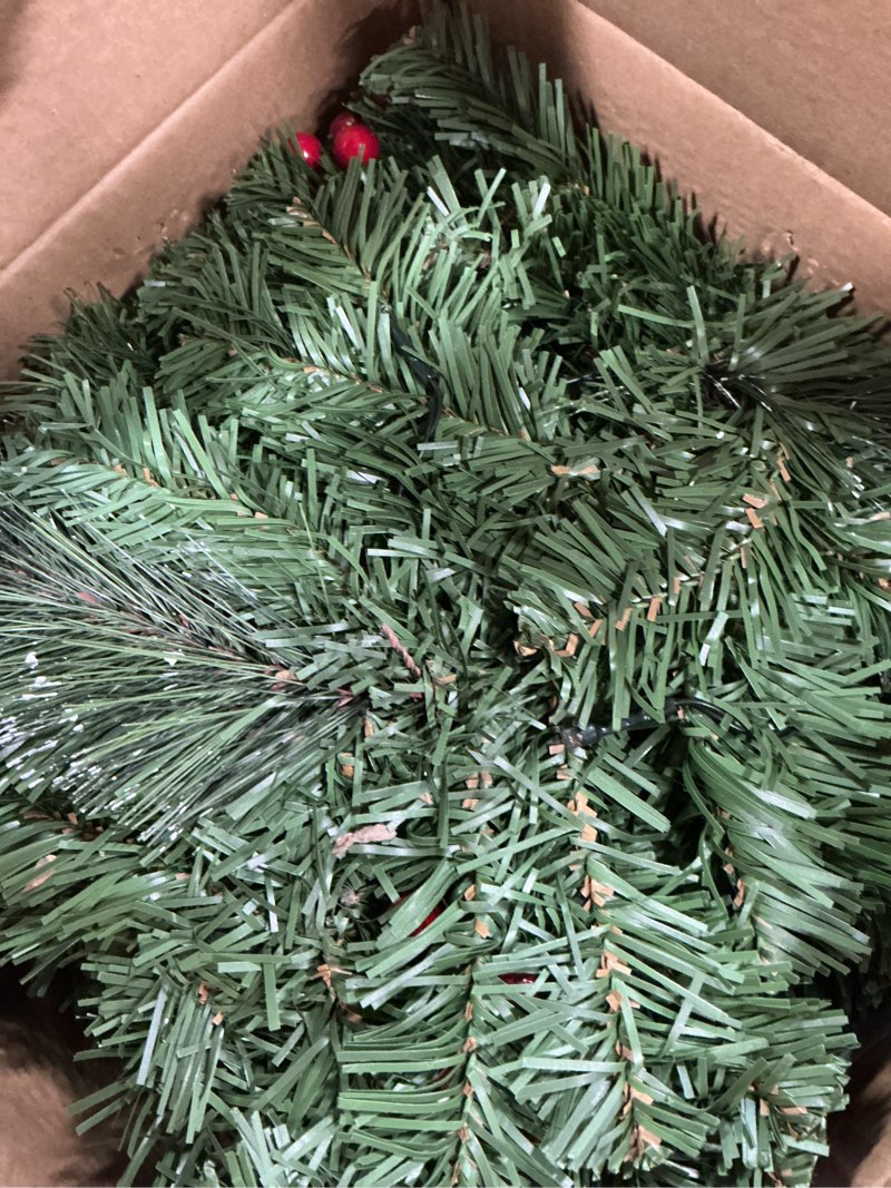 Condition photo showing Good Condition for TURNMEON 6 Ft by 10 Inch Prelit Christmas Garland with Timer 30 Warm Lights 8 Pine Cone Snowy Bristle Pine 56 Berry Battery Operated Real Touch Cedar Garland Xmas Home Outdoor Indoor Fireplace Decor