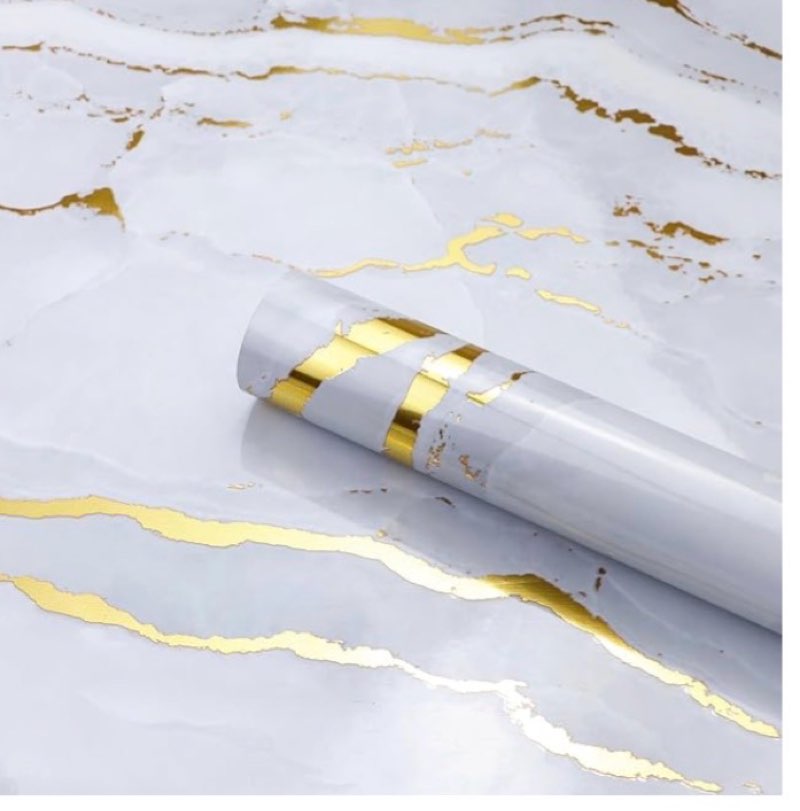 fancyeasy 15.7"x472" thick white marble contact paper for countertops waterproof white gold marble p