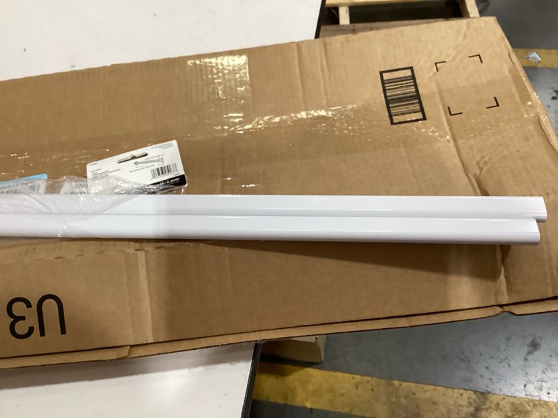 Condition photo showing As Is for prime-line k 5167 36 in. l steel reinforced white vinyl push bar for hinged swinging screen doors (single pack)