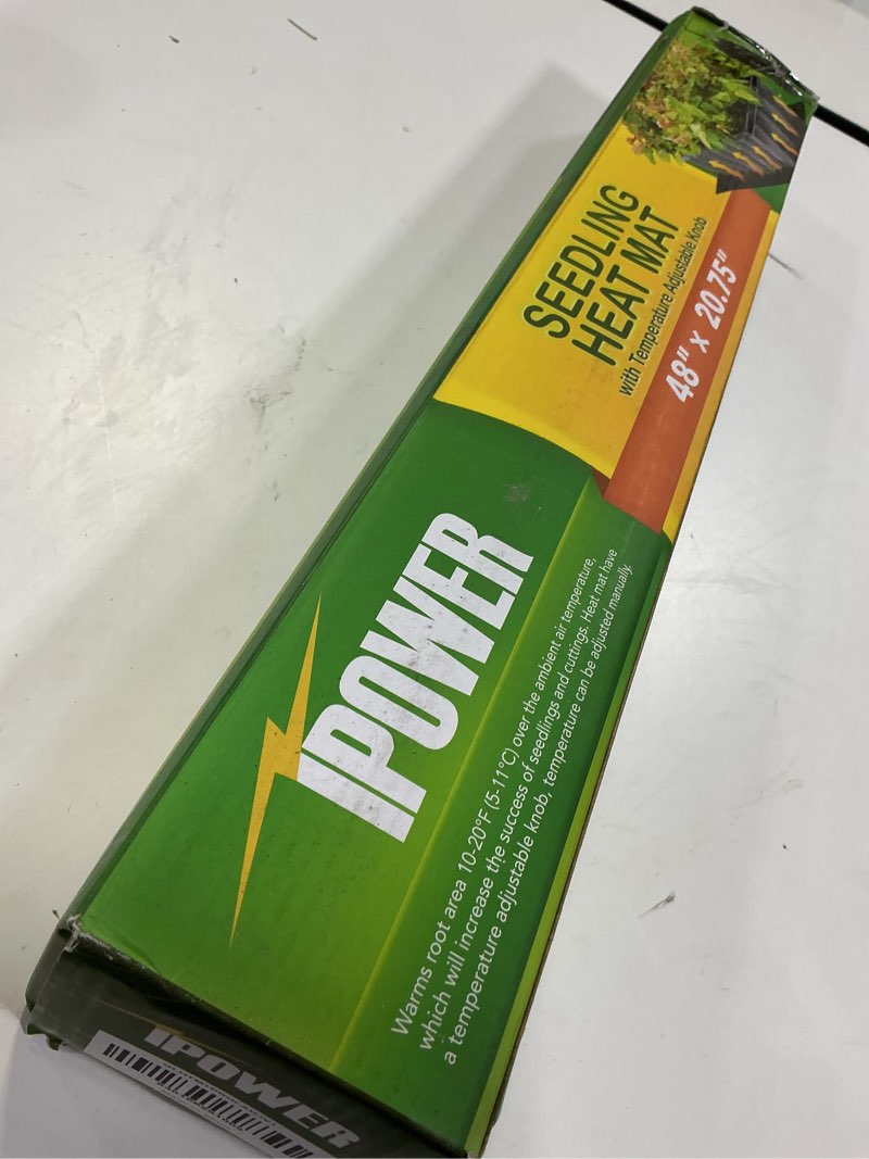 Condition photo showing Good Condition for iPower 48" x 20.75" Seeding Heat Mat with Thermostat Temperature Adjustable Knob, Warm Hydroponic Indoor Gardening Plant Germination Pad, with Adjustable Knob 48" x 20.75"