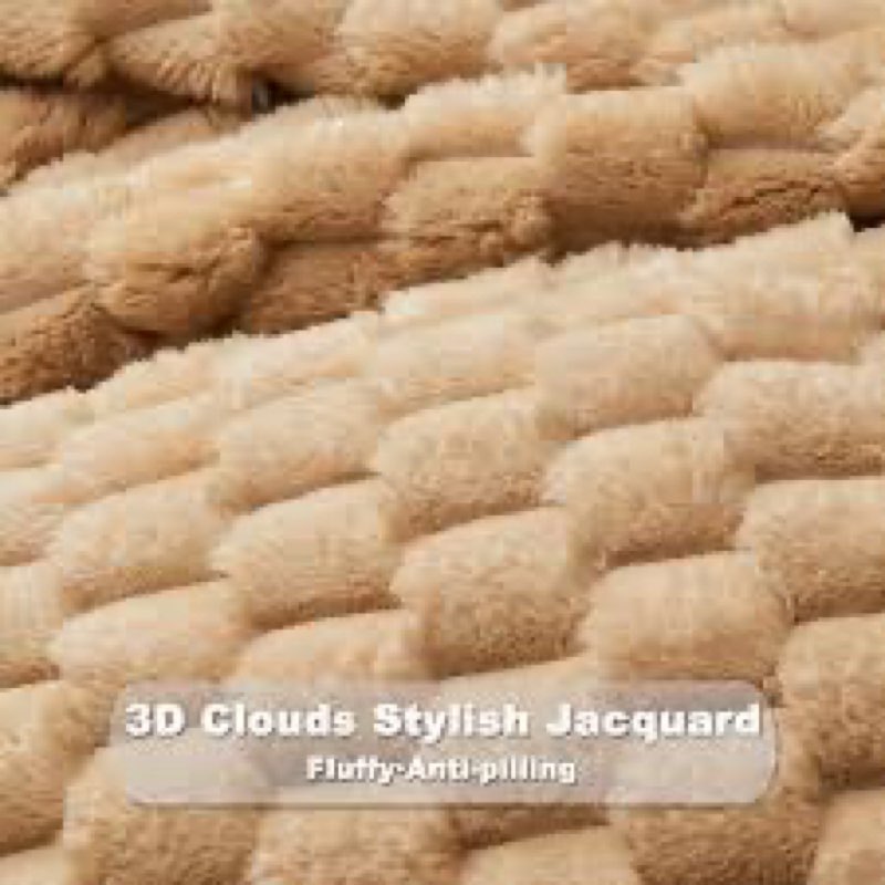 newcosplay super soft king blanket brown premium silky flannel fleece 3d clouds stylish jacquard lightweight bed blanket all season use 350gsm