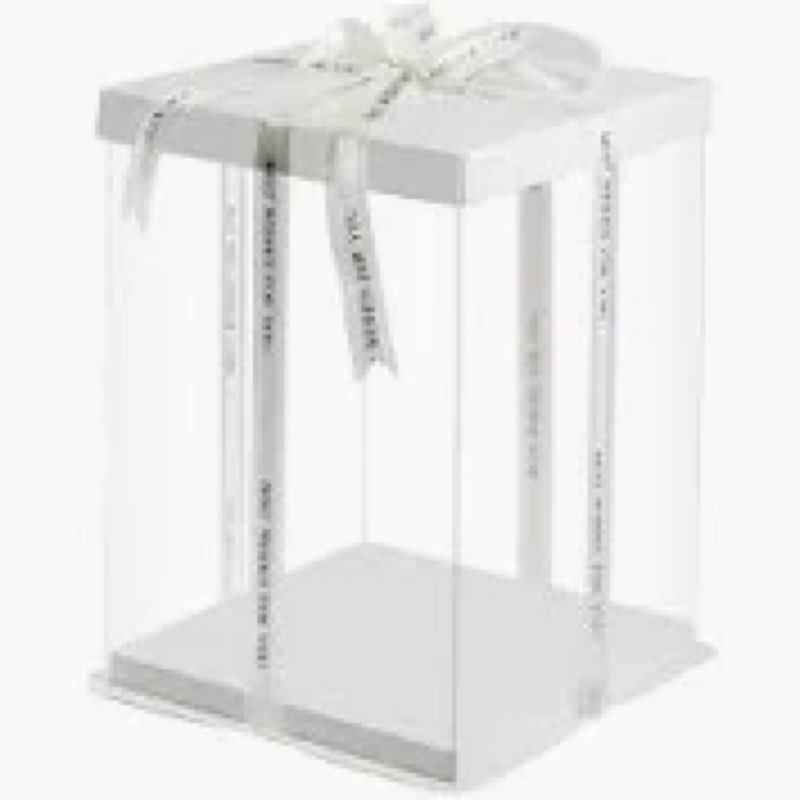 12x12x10inch 6Pcs Tall Cake Boxes Clear cake Box with Ribbon,Pre Folded Lid for 10\" and 11\" Inch Tal (missing parts)