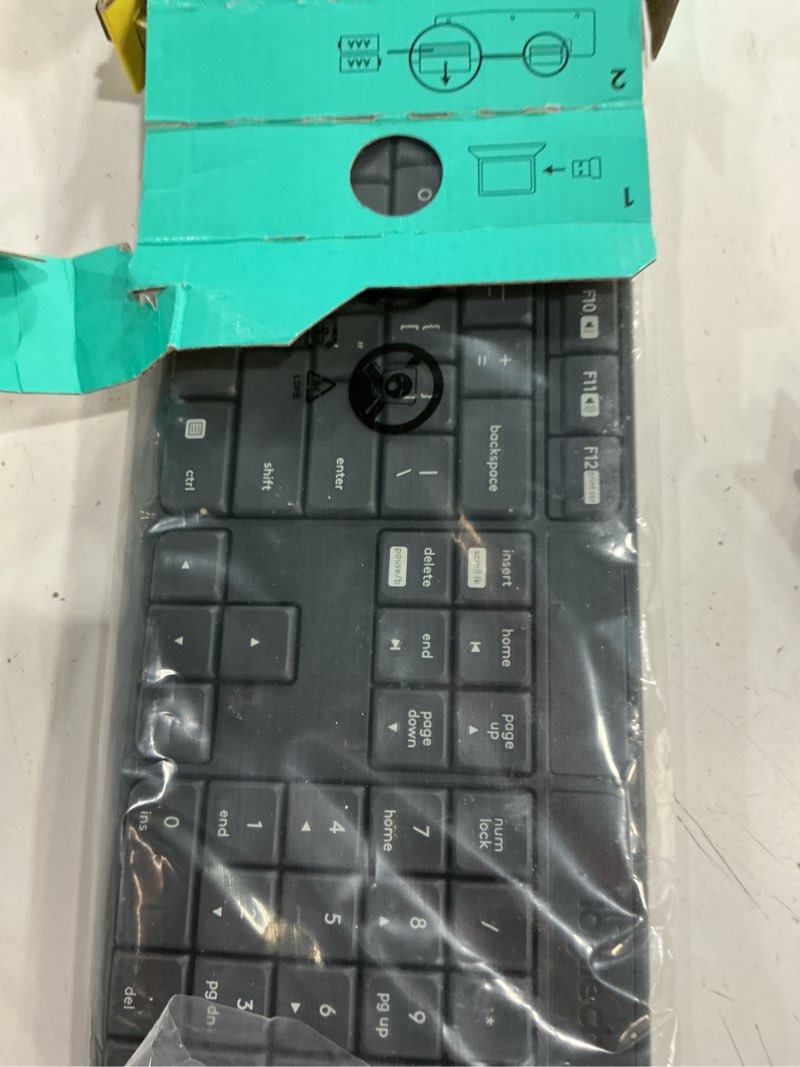 Condition photo showing Good Condition for logitech mk235 wireless keyboard and mouse combo for windows, 2.4 ghz wireless unifying usb receiver, 15 fn keys, long battery life, compatible with pc, laptop