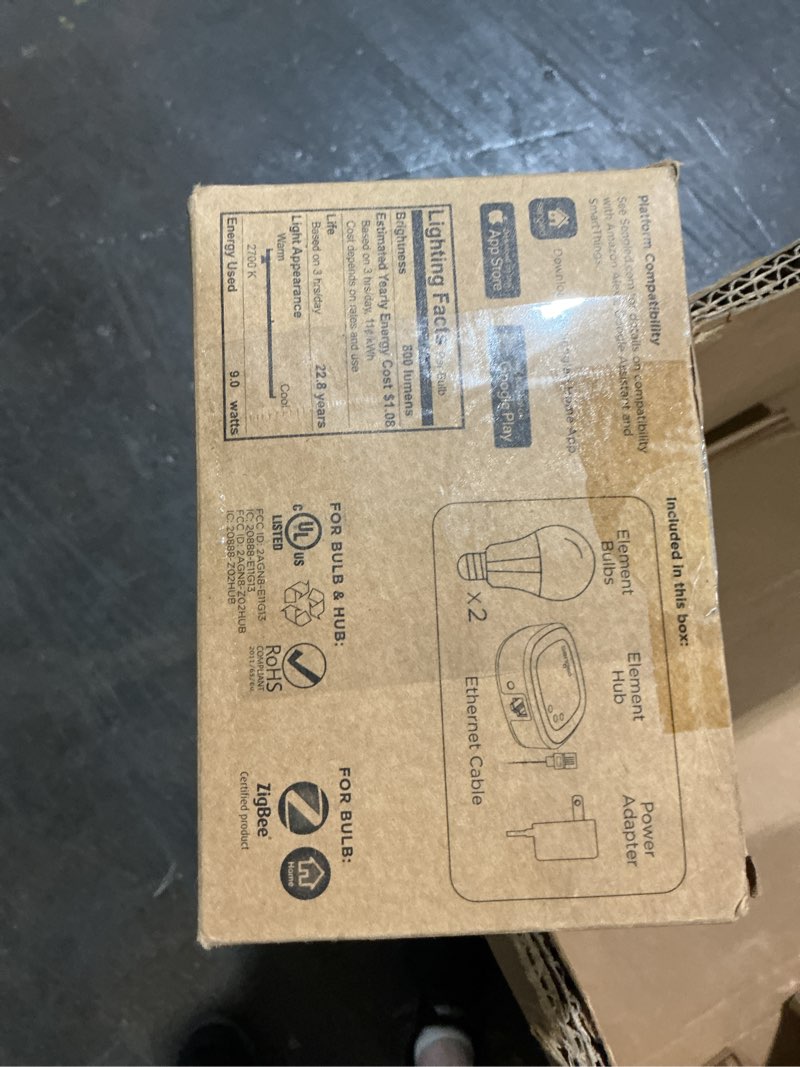 Condition photo showing New/Like New for sengled smart,2700k soft white alexa light bulbs, a19 e26 dimmable bulbs 800lm, 9 (60w equivalent), 1 sengled smart hub +2 bulbs kit (pack of 1) soft white (2700k) 2 count (pack of 1)