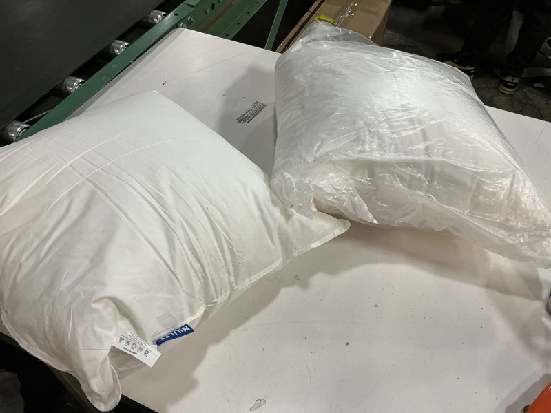 Condition photo showing Good Condition for MIULEE 18x18 Throw Pillow Inserts,Set of 2 Decorative Pillow Inserts with Soft Cotton Cover,Fluffy and Cozy Indoor Square Sofa Couch Pillow Inserts White 18x18 Inch (Pack of 2)