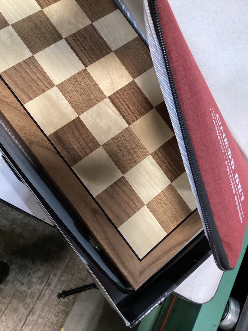 Condition photo showing Good Condition for rinten magnetic wooden chess set 15'' folding chess board, portable travel chess set games with ches