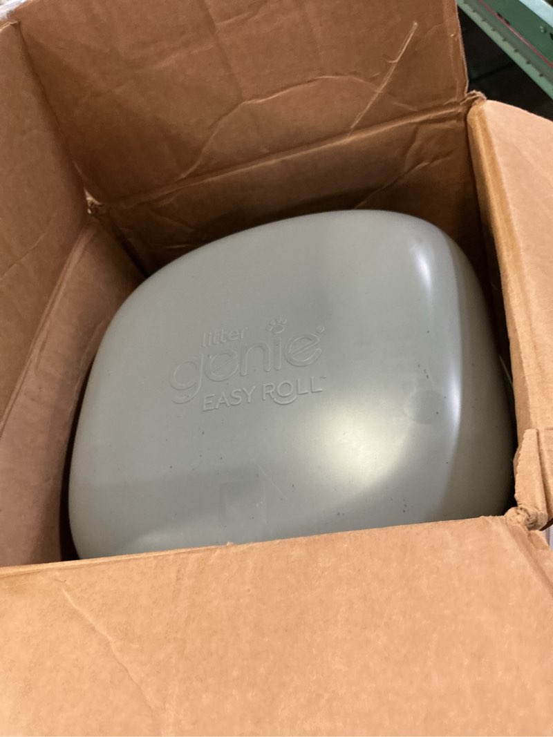 Condition photo showing Good Condition for litter genie platinum pail made of durable stainless steel includes 1 easy roll refill white