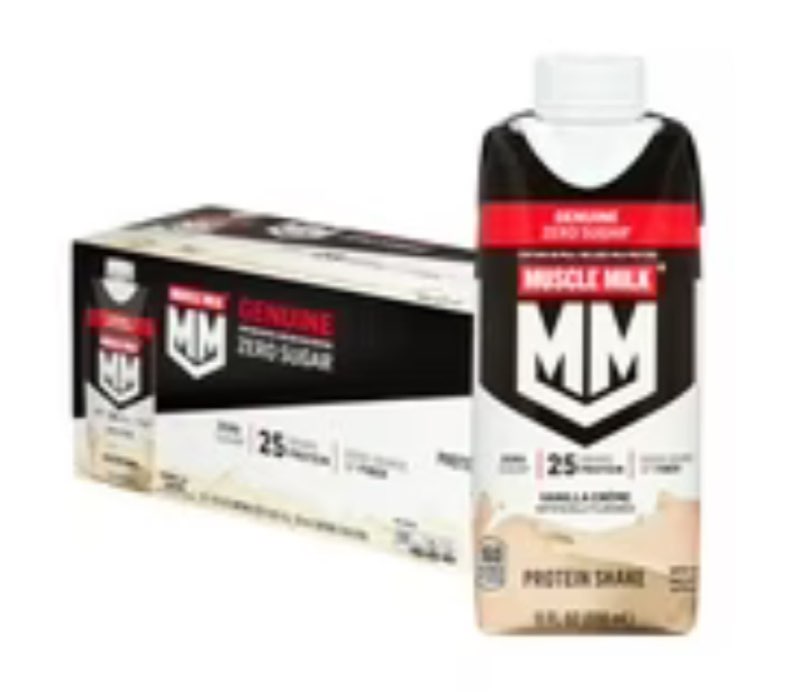 (( BB/Sep/26/2025))Muscle Milk Genuine Liquid Protein Shake, Vanilla Crème, 25g Protein, 14 Fl Oz Bottle, 12 Pack