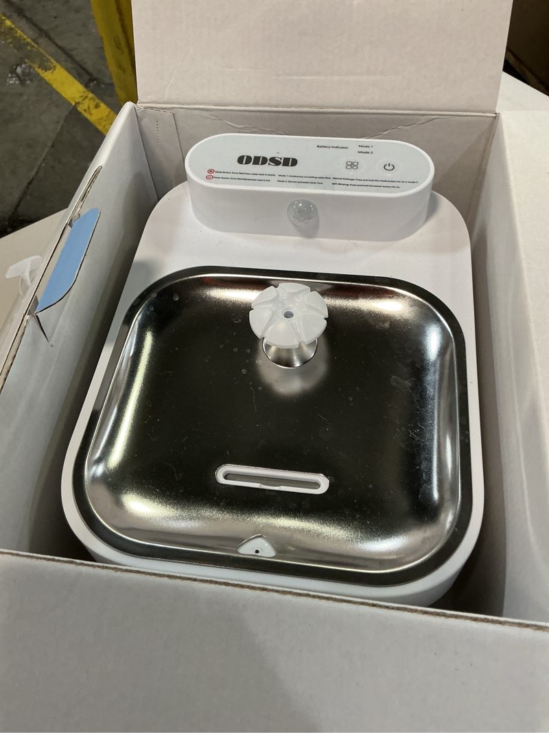 Condition photo showing As Is for ODSD Cat Water Fountain, App Monitoring Wastewater Separation & No Filter Cotton, Pet Water Fountain with 101oz/3L Large Capacity Tank, Wireless Automatic Water Dispenser for Cats Indoor, 2.4G Wi-Fi