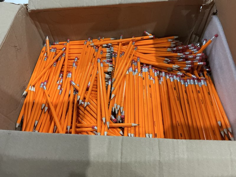 Condition photo showing As Is for similar. madisi wood-cased #2 hb pencils, yellow, pre-sharpened, bulk pack, 320 pencils