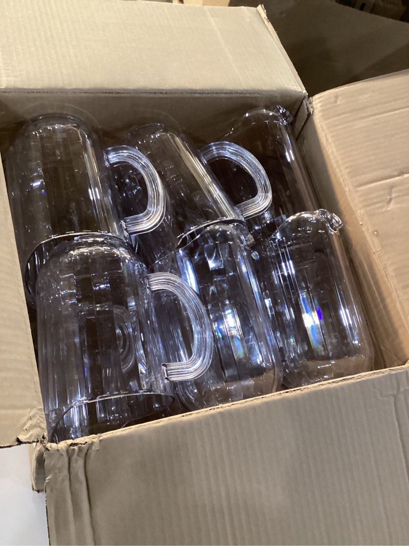 Condition photo showing New/Like New for Tessco for you 12 Pcs Plastic Pitchers 60 Ounce Clear Restaurant Pitcher Jug Large Water Jug Carafe Serve Milk Tea Juice Drink for Parties Container Dispenser Beer Jar(Classic)