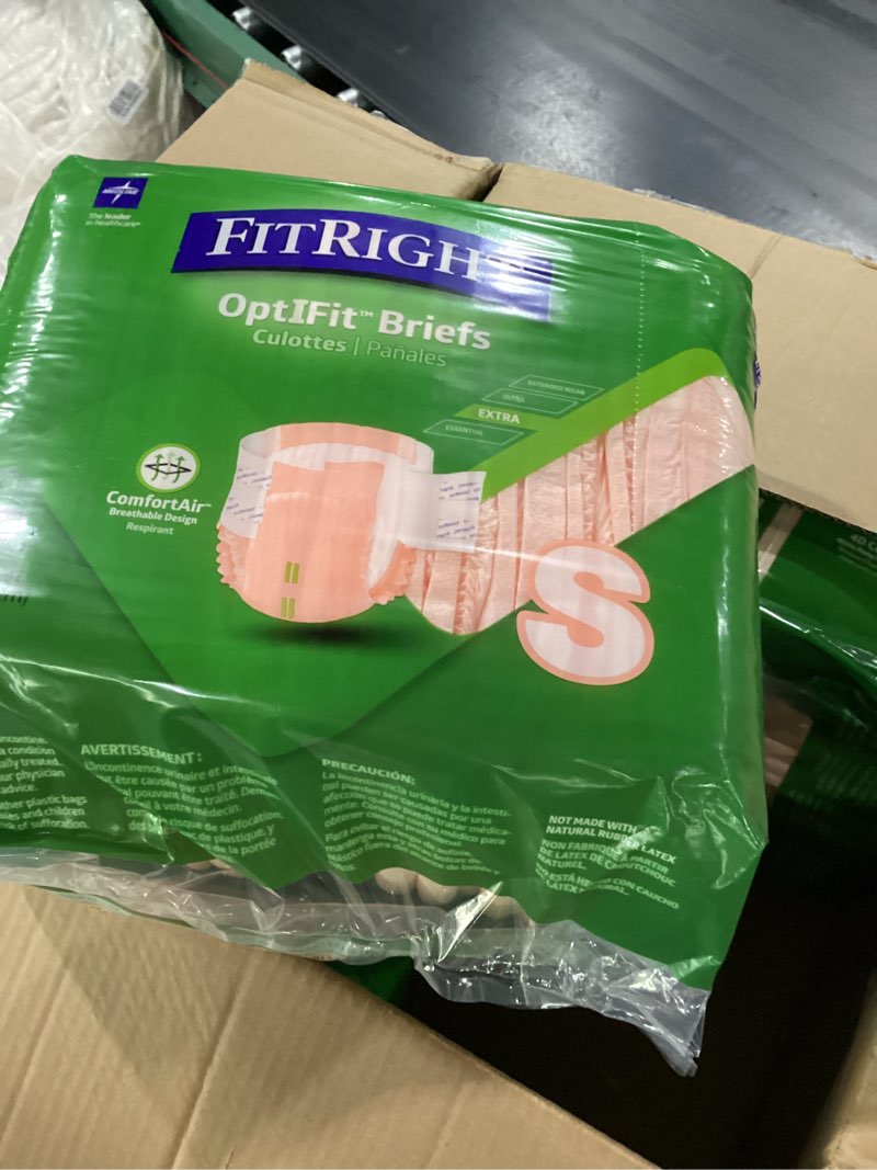 Condition photo showing New/Like New for fitright optifit briefs size small 80 ct extra