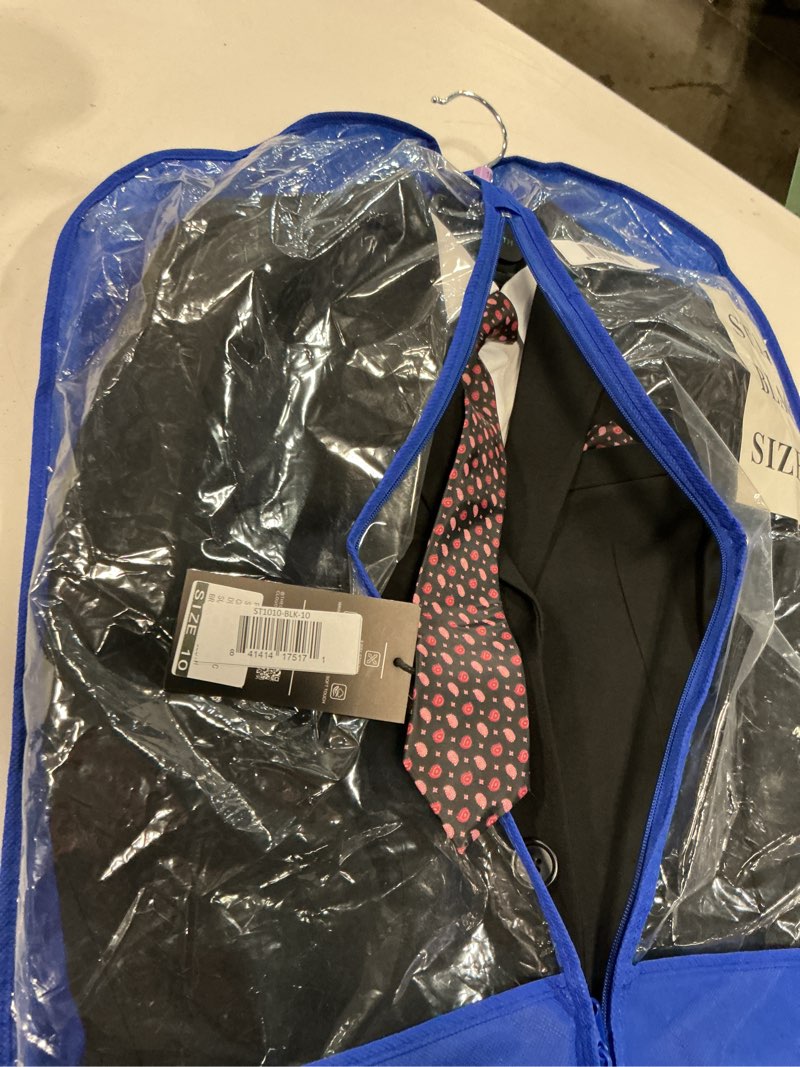 Condition photo showing Good Condition for CloudCloth Boys' Slim-Fit Solid Suit Ensemble with Shirt and Tie, Black (Size 10 )