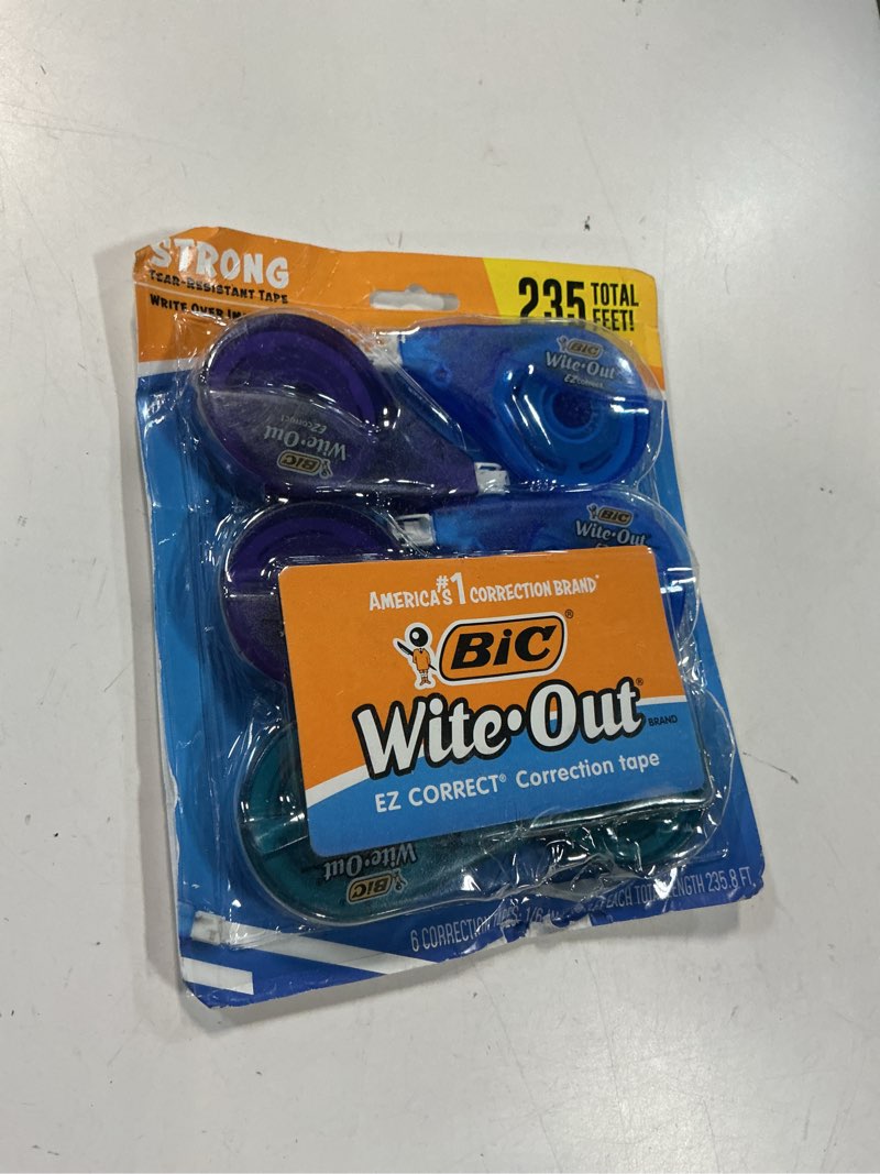 Condition photo showing Good Condition for bic wite-out brand ez correct correction tape, white, fast, clean & easy to use, tear-resistant tape, 6-count