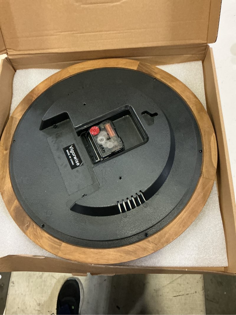 Condition photo showing Good Condition for 14 inch wooden wall clock, retro wood wall clocks battery operated, large silent sweep movement accurate wall clock for living room bedroom brown 14inch
