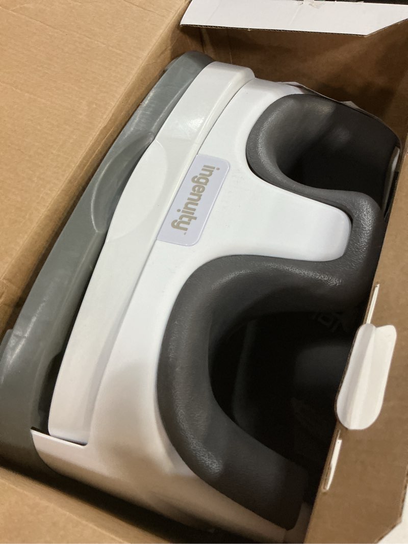 Condition photo showing As Is for Ingenuity Baby Base 2-in-1 Booster Feeding and Floor Seat with Self-Storing Tray - Slate