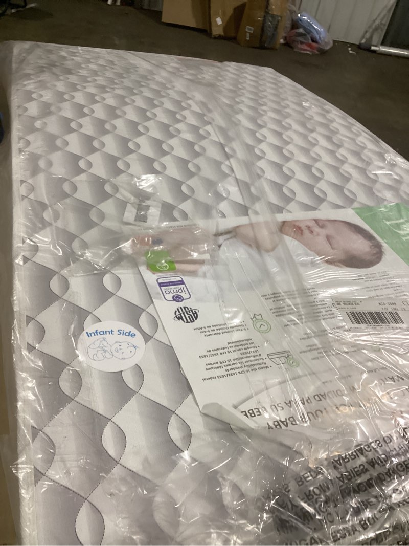 Condition photo showing Good Condition for dream on me 5" cozy cloud 2-in-1 crib and toddler mattress, dual-sided - infants & toddlers, breathable & waterproof, 75% recycled fiber, greenguard gold & baby safety alliance certified – taffeta
