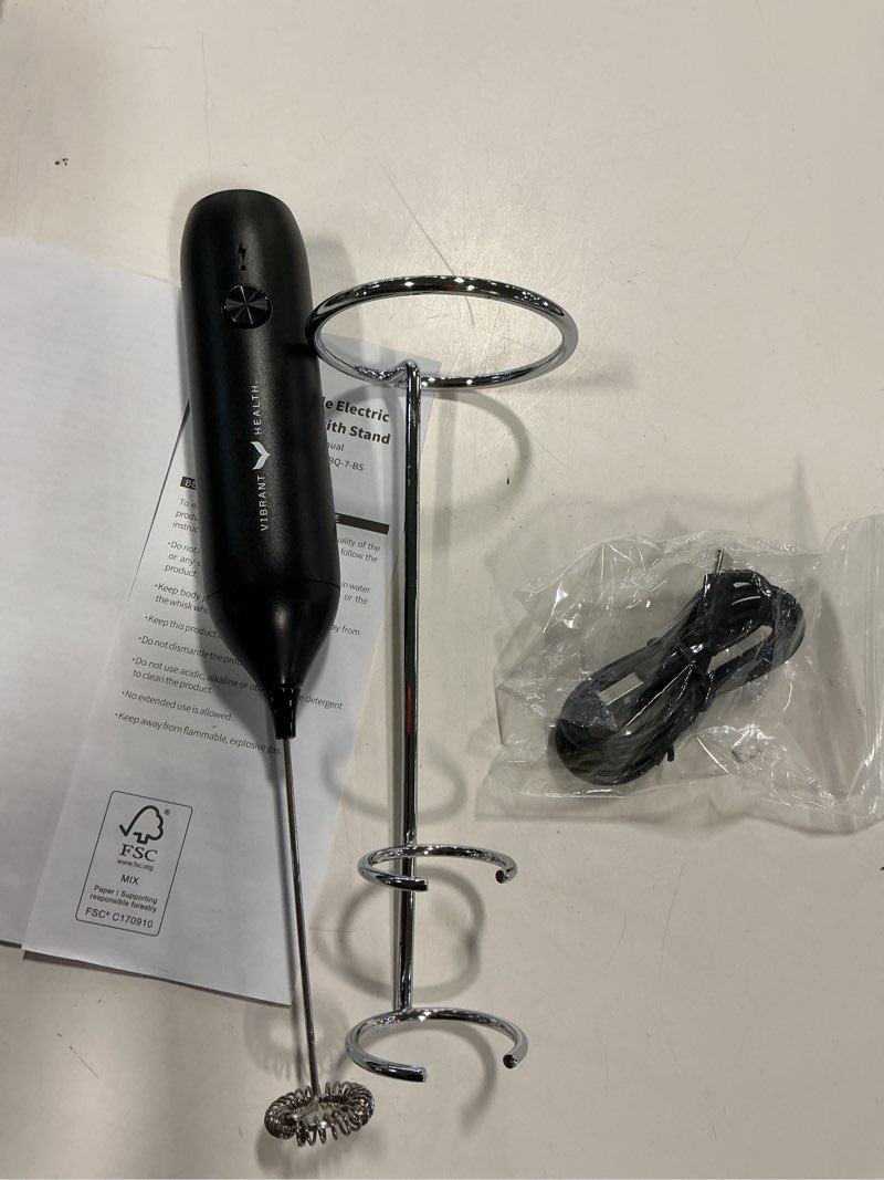 Condition photo showing As Is for High-Speed Rechargeable Handheld Milk Frother With Stand - One-Color Personalization Available Frother 1032-51BK