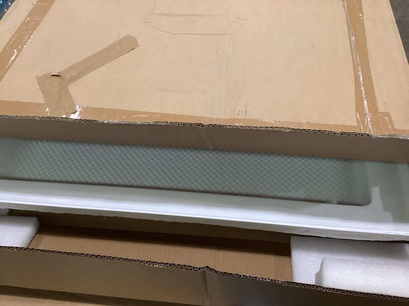 Condition photo showing New/Like New for DreamLine 32 in. D x 32 in. W x 76 3/4 in. H Center Drain Acrylic Shower Base and QWALL-5 Backwall Kit In White, DL-6195C-01 White 32" W x 32" D Walls #5 + Center Drain Base