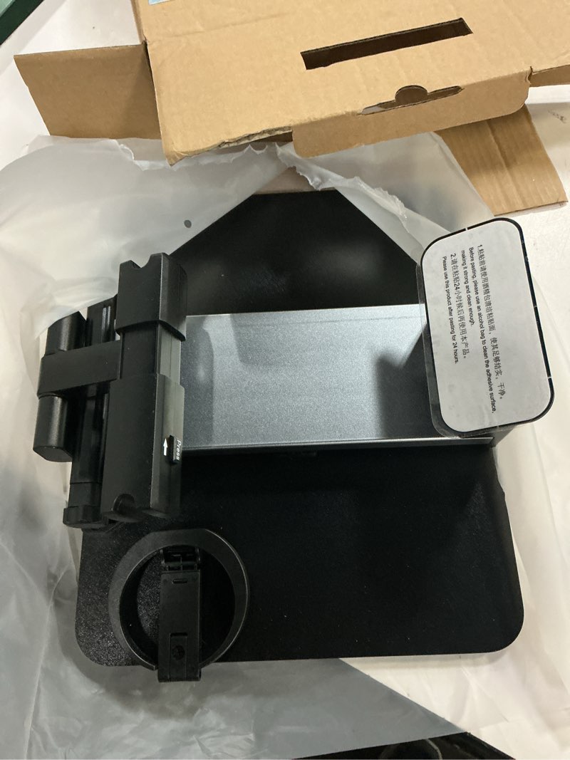 Condition photo showing Good Condition for car back seat tray table - stable foldable auto backseat food trays desk for rear passenger road trip eating & work, multifunctional adjustable travel tray with phone drink holder for laptop ipad black