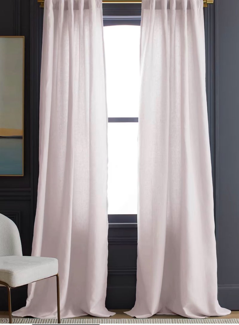 European Linen Room Darkening Curtain - Single Panel, 96x108, White