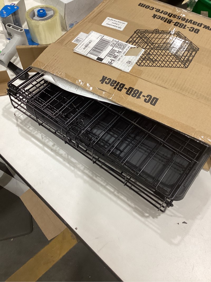 Condition photo showing Good Condition for PayLessHere 18 Inch Dog Crate Kennel for Small Dogs Metal Cage Single-Door Folding Travel Indoor Outdoor Puppy Playpen with Divider and Handle Plastic Tray,Black 18.0"L x 12.0"W x 14.0"H Black