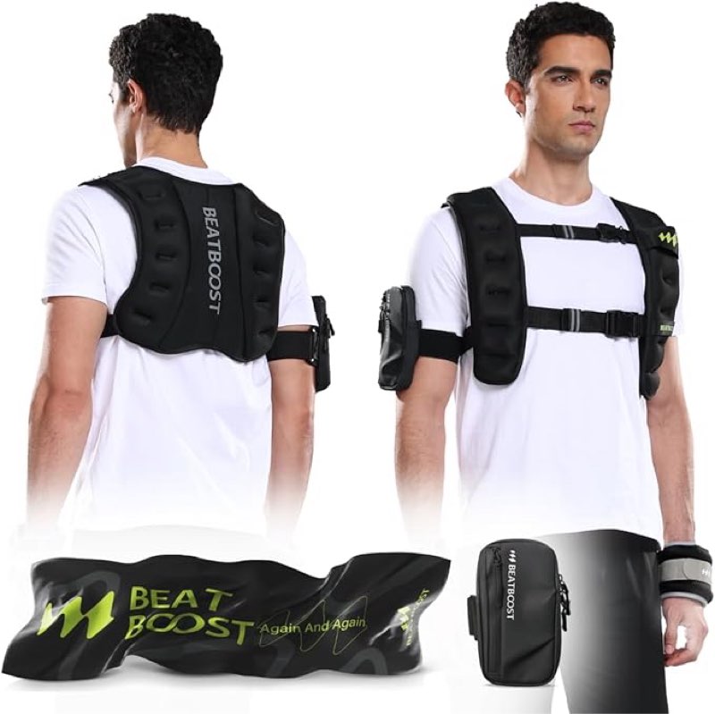weighted vest men beatboost 10lb/15lb/20lb/25lb/30lb/35lb/40lb weight vest with ironsand for strength training running walking workout