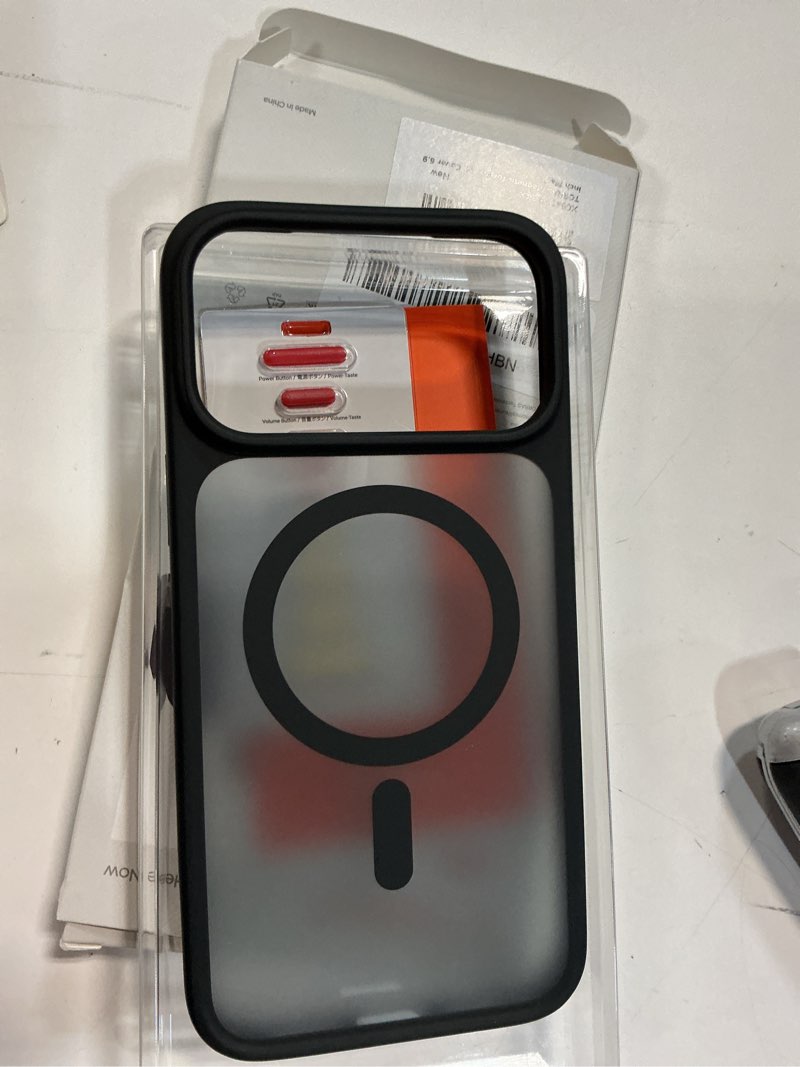 Condition photo showing New/Like New for torras stronger magnetic & shockproof for iphone 17 pro max case, fit for magsafe, military grade drop protection, camera control, diy button, slim for iphone 17 pro max case translucent matte black