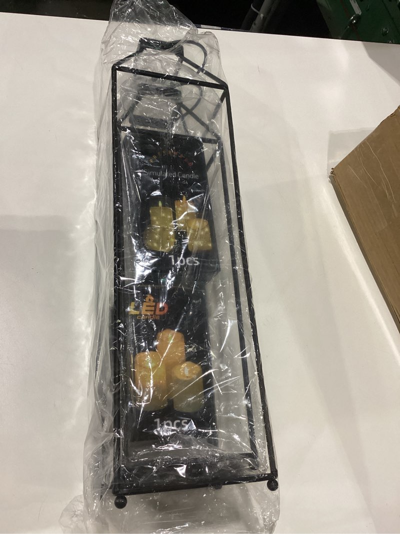 Condition photo showing New/Like New for outdoor lantern decorative 21.5" 18.3" candle lantern set of 2 porch lantern decorative front porch lantern tall floor lanterns decor indoor battery powered candle lantern decor for indoor outdoor large&extra large