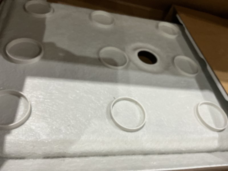Condition photo showing As Is for dreamline slimline dlt-1132480 - 32" deep x 48" wide x 2 3/4" high center drain single threshold shower base, white