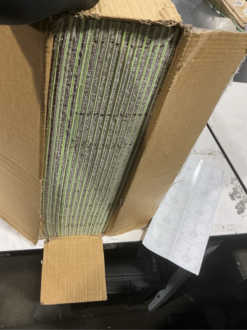 Condition photo showing New/Like New for 32 carpets 20x20 inch square carpet tiles, reusable, non slip, seamless tiles, suitable for indoor and outdoor use in bedrooms, living rooms, offices, etc., easy to diy(khaki stripe-09) khaki stripe-09 32