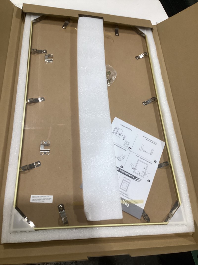 Condition photo showing As Is for Vivelove 14x24 Metal Picture Frame - 14 x 24 Aluminum Photo Frame for Wall Mounting Horizontally or Vertically Display- Ideal for Wall or Tabletop Display - Gold 14x24-1P Gold